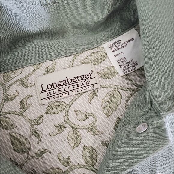 Longaberger Homestead Green Embroidery Button Down Jacket | Large - Picture 7 of 7